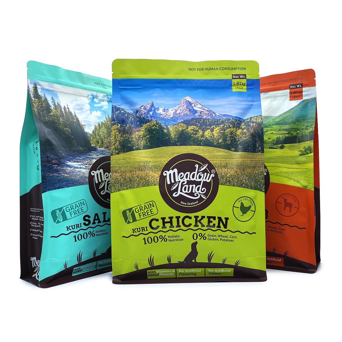 Pet food flat bottom bag